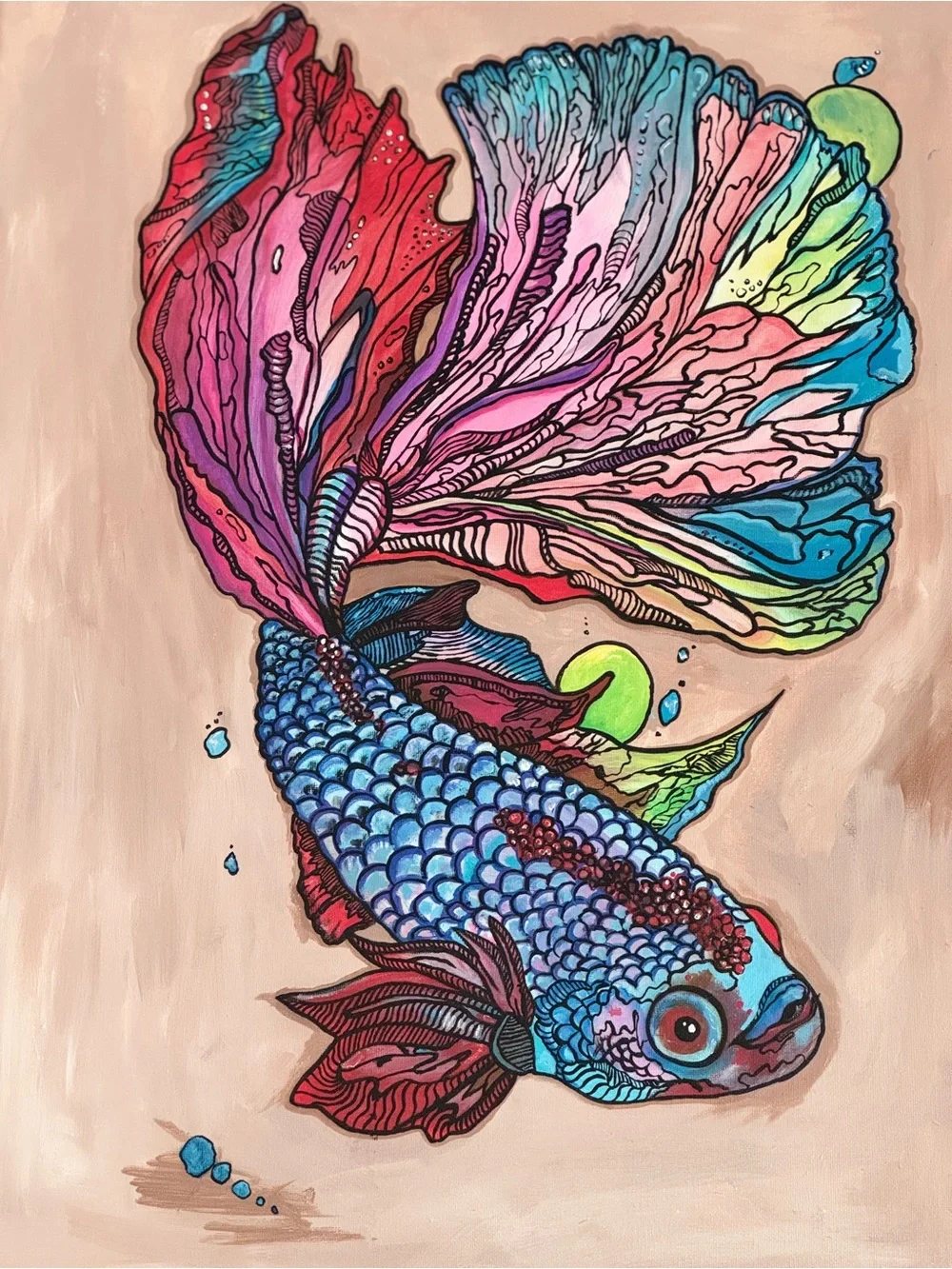 Colorful Betta Fish Wall Art Print - Multicolor